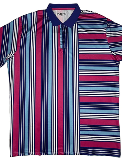 Puttwell Summertime Green Side Polo (Blue/Pink)