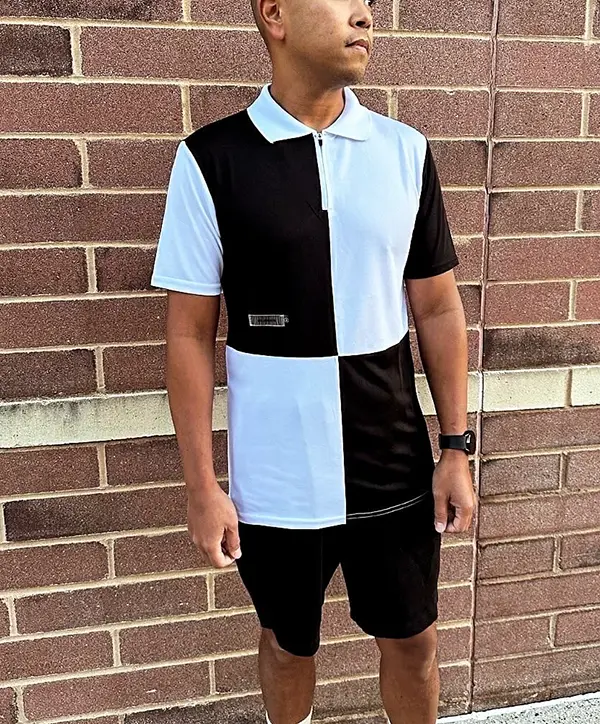 Patchwork on sale polo shirt