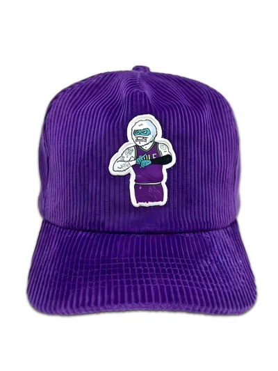Snowman Golf Time Purple Corduroy Hat
